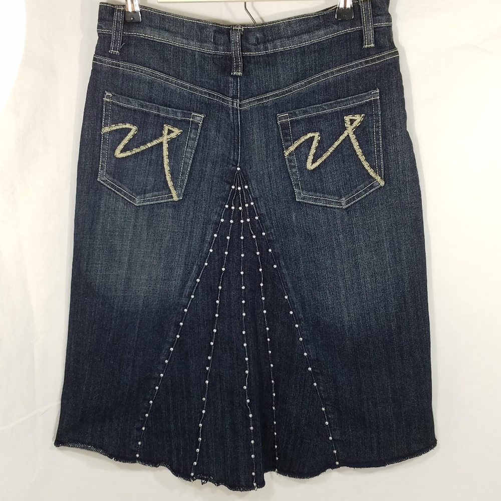 Vanilla Star Denim Jean Skirt High Low Embroidery